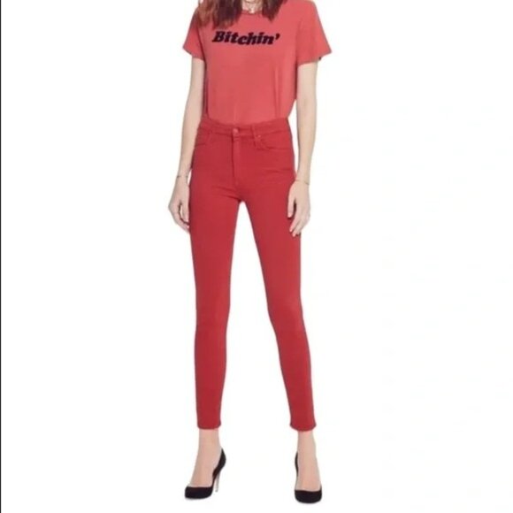 Mother Denim High Waisted Looker in Hot Rod Red - Picture 8 of 10